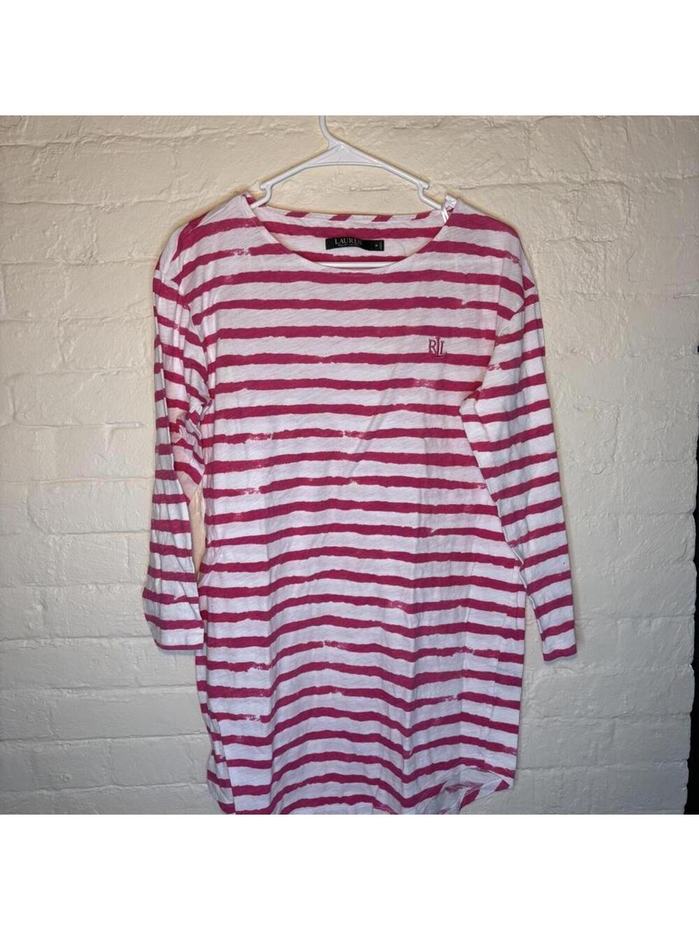 Lauren Ralph Lauren Pink Stripe T-Shirt Mini Dress Size M - Picture 3 of 6